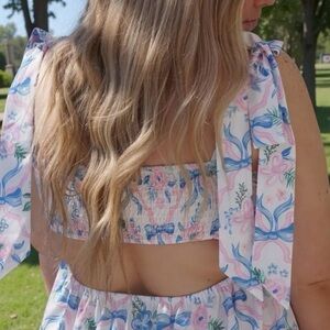 Simply Southern cutout ribbon tie bow dress open back girlhoodcore size L NWT